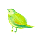 立つ緑の鳥